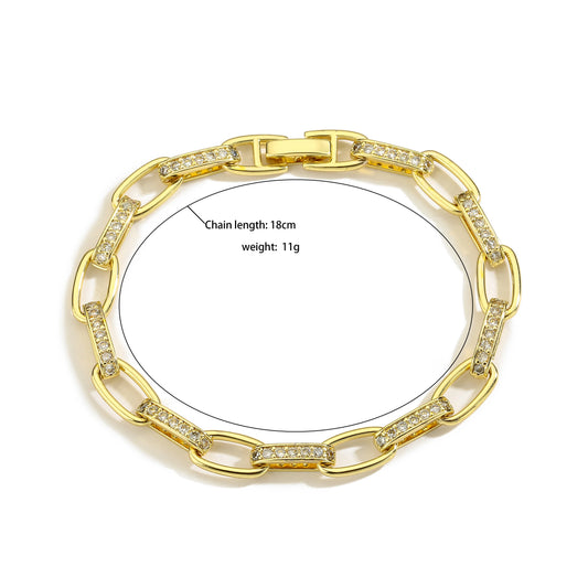 Alternating Cubic Zirconia Gold-Tone Link Bracelet