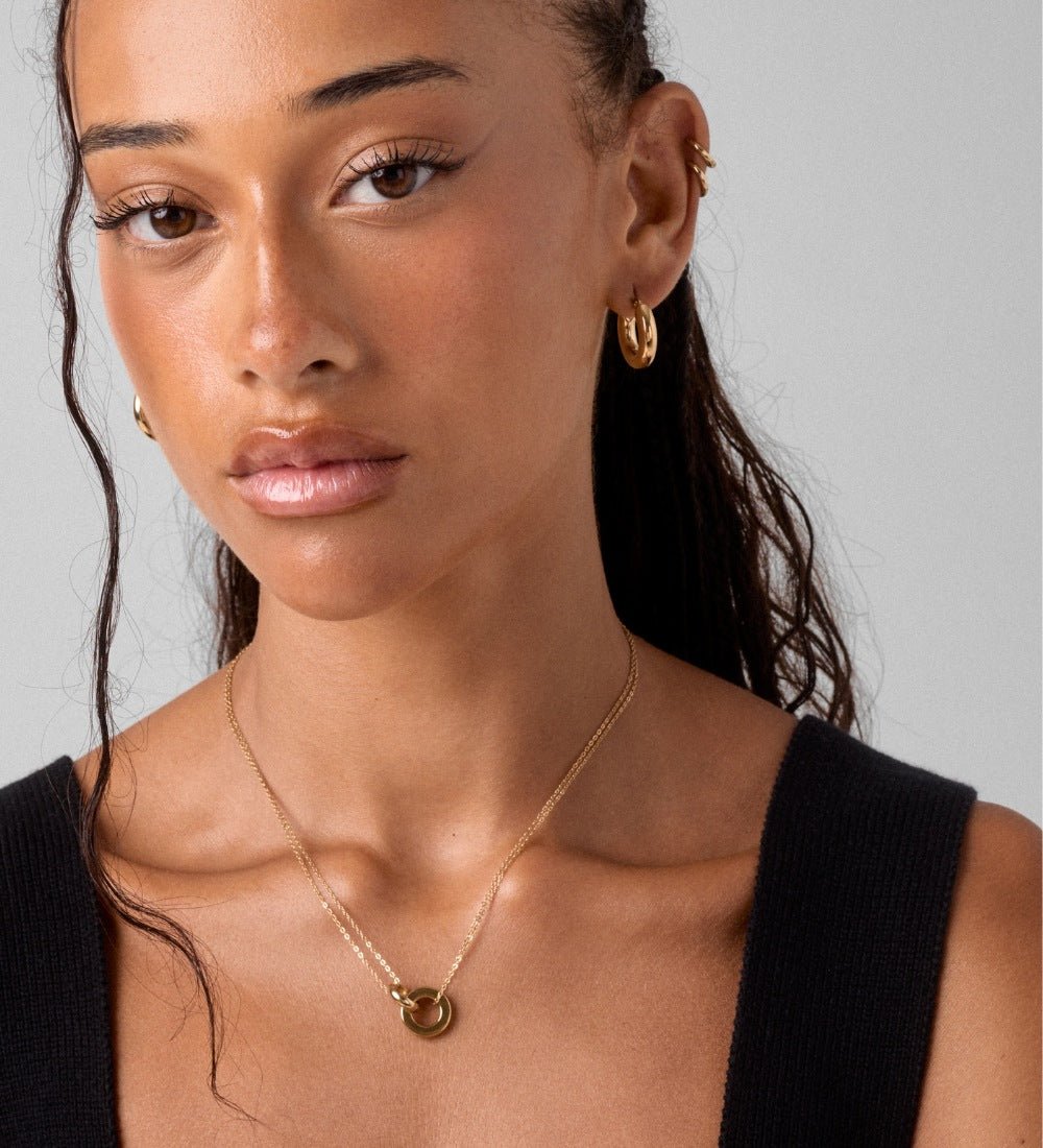 Bold Gold Tone Thick Hoop Earrings