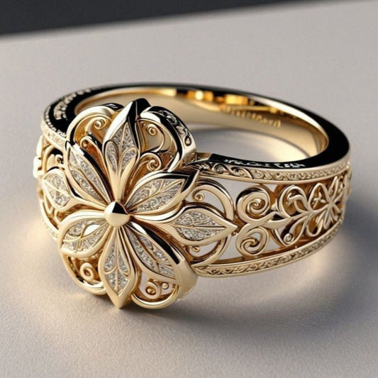 Exotic Filigree Flower Statement Ring