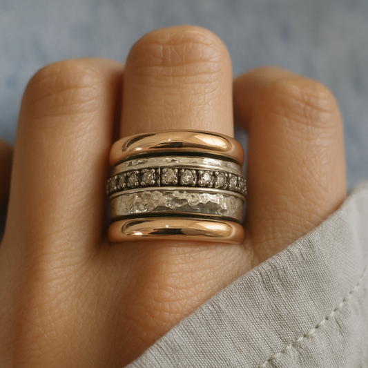 5-Layer Mixed Metal Wide Band Ring