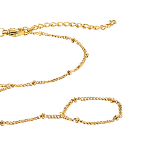 Gold Tone Satellite Hand Chain Bracelet