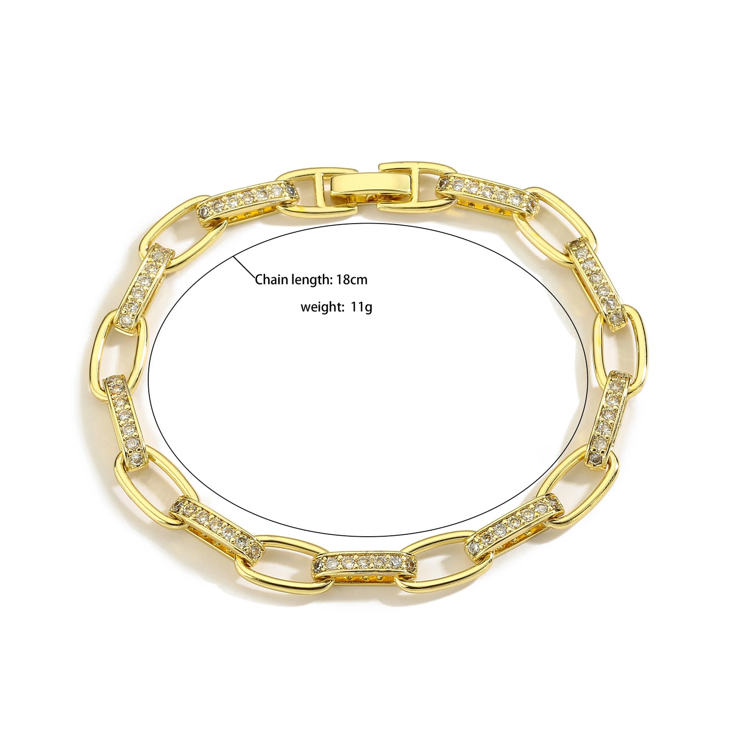 Alternating Cubic Zirconia Gold-Tone Link Bracelet