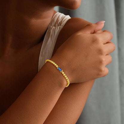 Baguette Colorful Beaded Gold Tone Bracelet