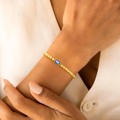 Baguette Colorful Beaded Gold Tone Bracelet