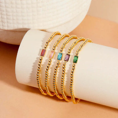 Baguette Colorful Beaded Gold Tone Bracelet