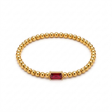 Baguette Colorful Beaded Gold Tone Bracelet