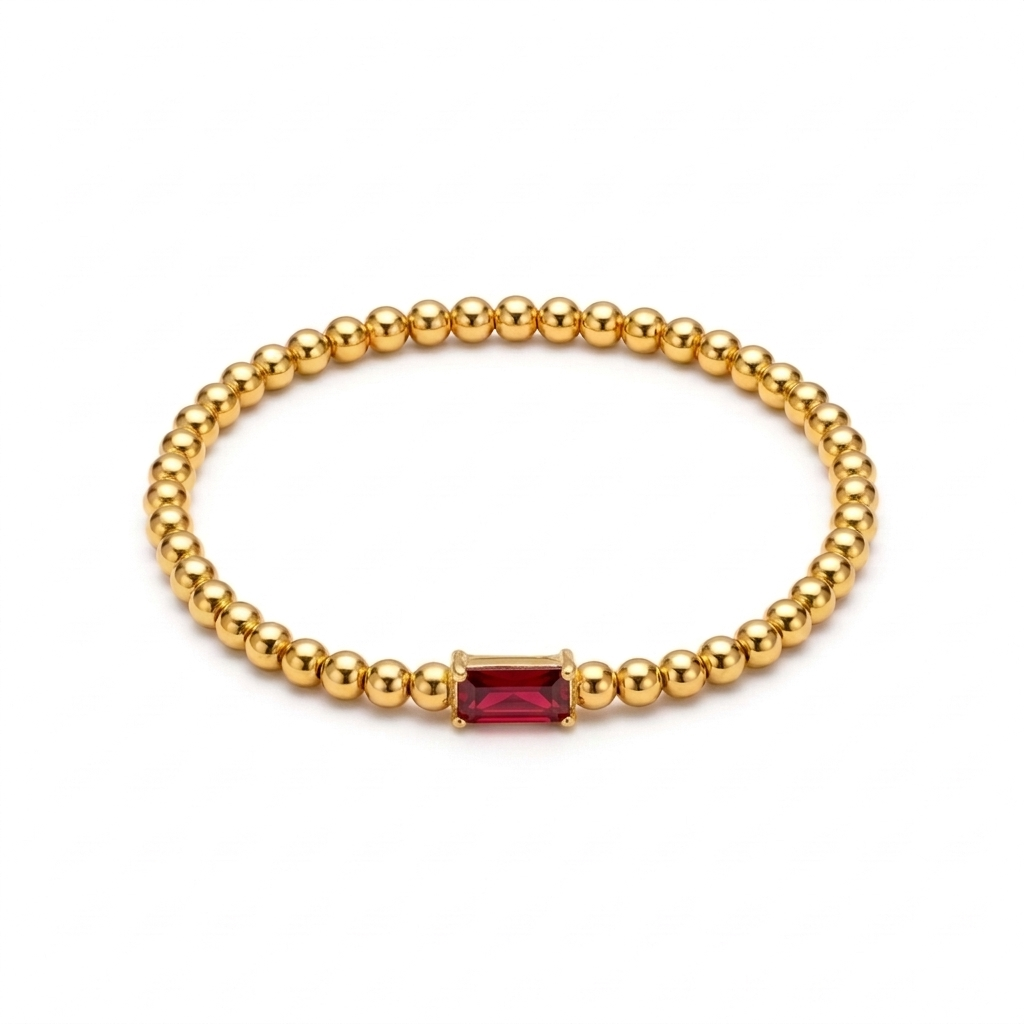 Baguette Colorful Beaded Gold Tone Bracelet