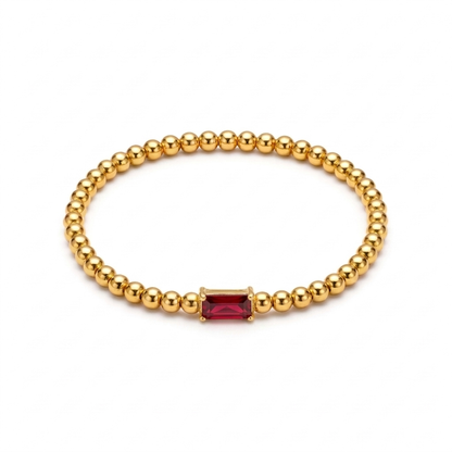 Baguette Colorful Beaded Gold Tone Bracelet