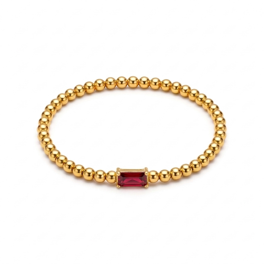 Baguette Colorful Beaded Gold Tone Bracelet