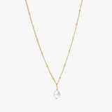 Baroque – White Pearl Pendant Satellite Chain Necklace