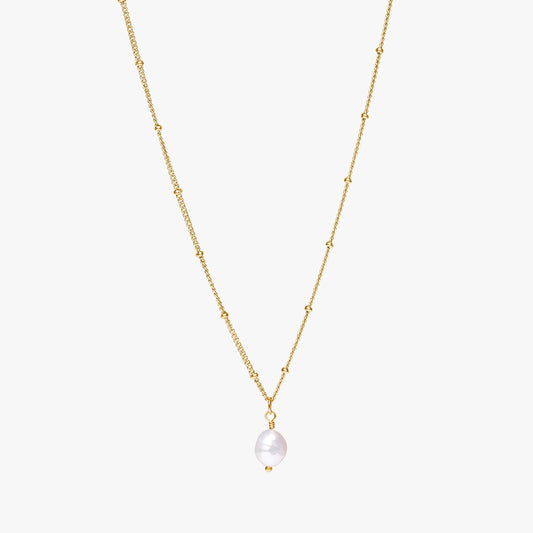 Baroque – White Pearl Pendant Satellite Chain Necklace