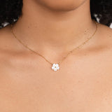 Blossom Carved White Flower Pendant Necklace