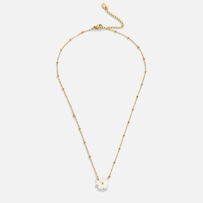Blossom Carved White Flower Pendant Necklace