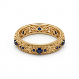 Blue Cubic Zirconia Leaf Band Ring