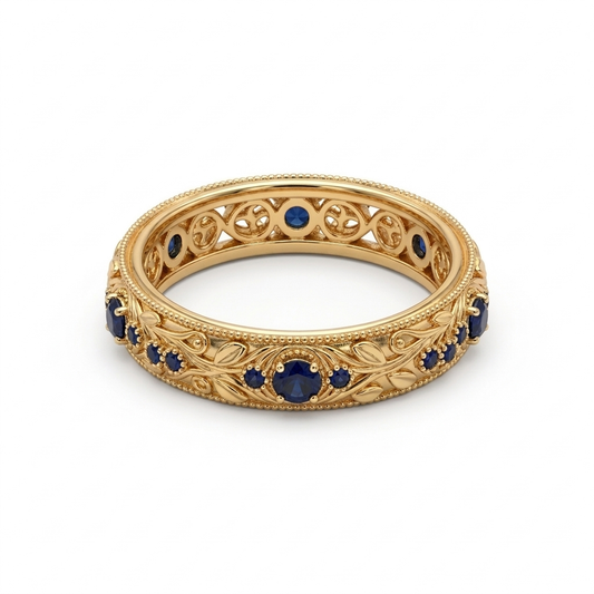 Blue Cubic Zirconia Leaf Band Ring