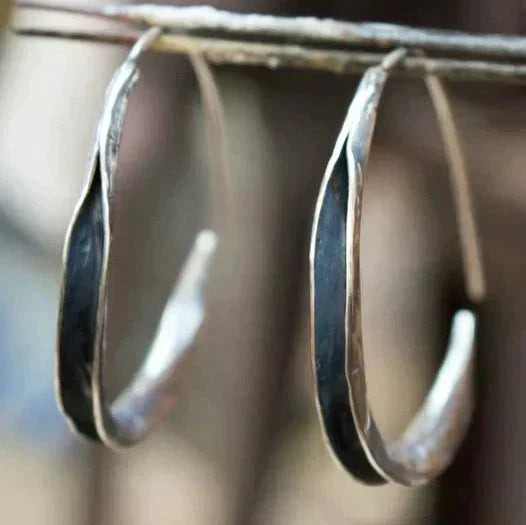 Silver-Tone Oval Hoop Earrings