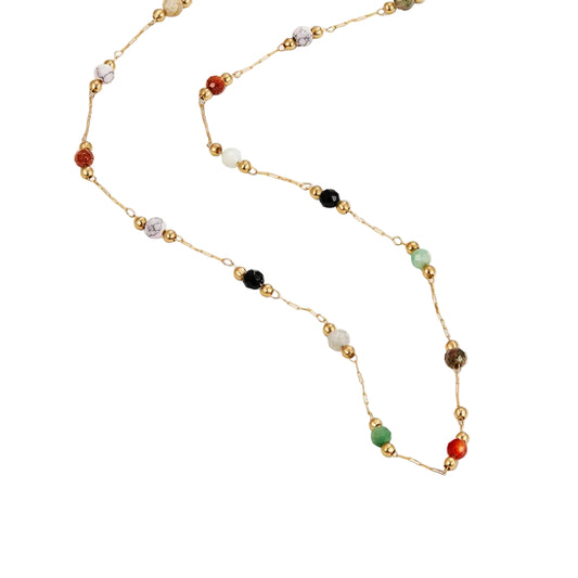 Gold-Tone Multi-Color Station Necklace