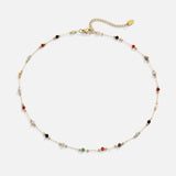 Gold-Tone Multi-Color Station Necklace