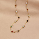 Gold-Tone Multi-Color Station Necklace