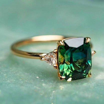 Emerald Green Cushion Cut Ring