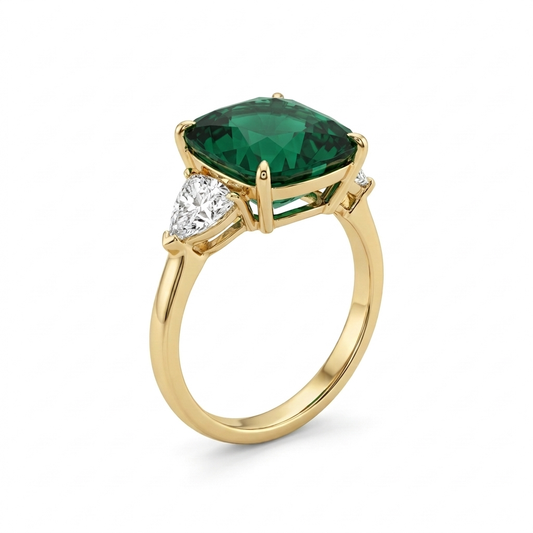 Emerald Green Cushion Cut Ring