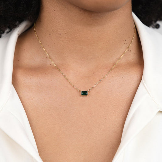 Emerald Green Emerald Cut Necklace