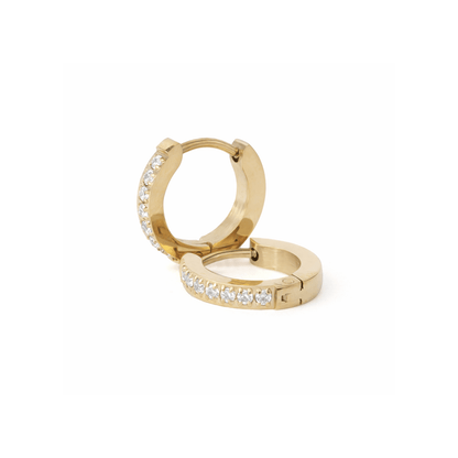 Essential – Gold-Tone Crystal Huggie Hoop Earrings