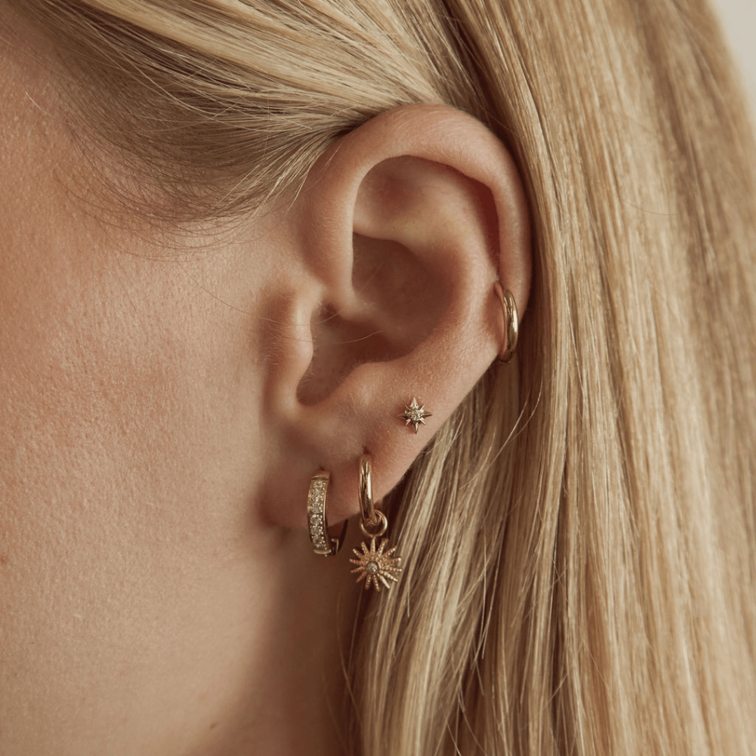 Essential – Gold-Tone Crystal Huggie Hoop Earrings