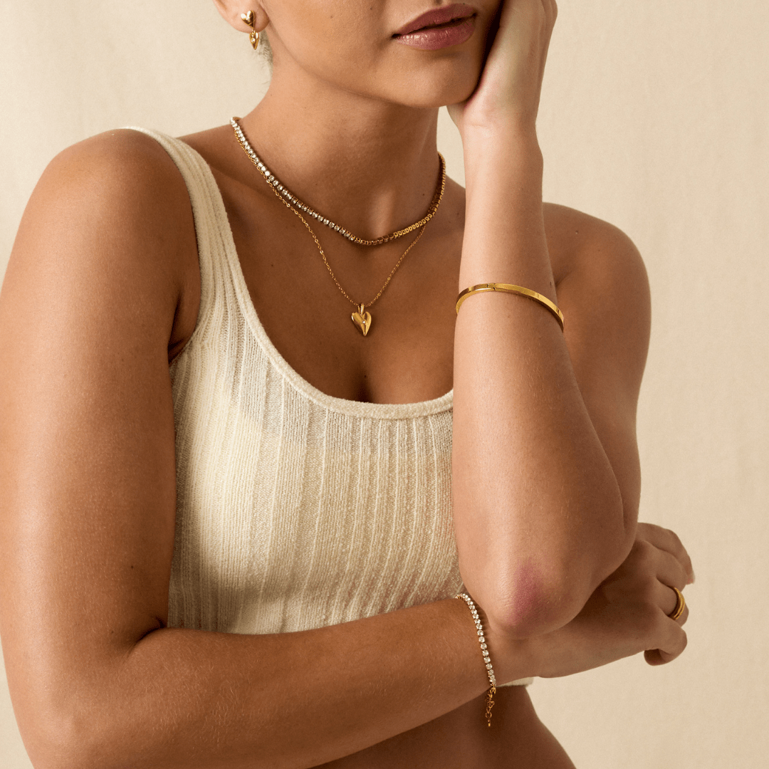 Essential Polished Gold Tone Flat Bangle