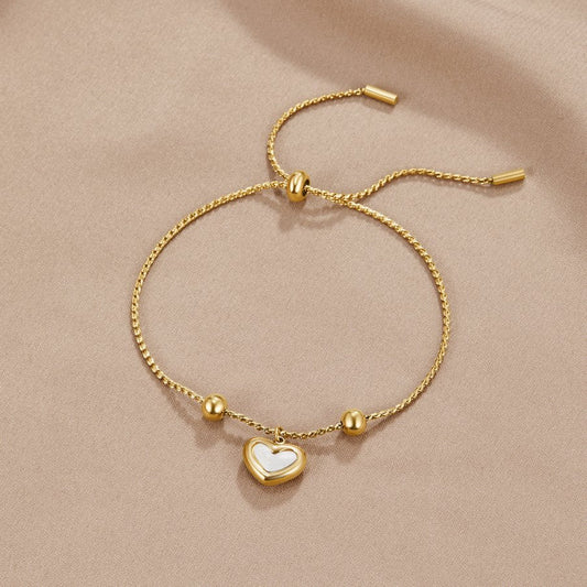 Gold-Tone Heart Pendant Bolo Bracelet