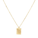 Evil Eye Gold-Tone Engraved Sunburst Pendant Necklace
