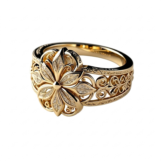 Exotic Filigree Flower Statement Ring
