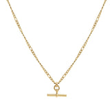 Gold Tone Figaro T-Bar Necklace