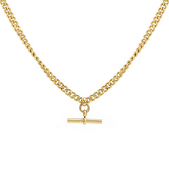 Gold-Tone T-Bar Curb Chain Necklace
