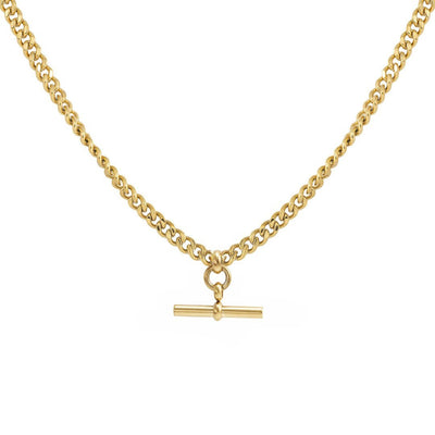 Gold-Tone T-Bar Curb Chain Necklace