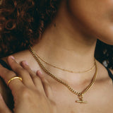 Gold-Tone T-Bar Curb Chain Necklace