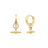Gold-Tone T-Bar Huggie Hoop Earrings