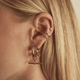 Gold Tone T-Bar Huggie Hoop Earrings