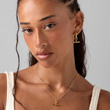 Gold Tone T-Bar Huggie Hoop Earrings