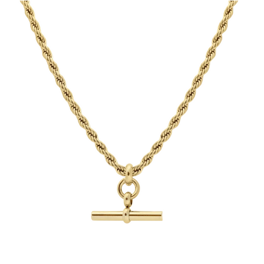 Gold-Tone T-Bar Rope Chain Necklace