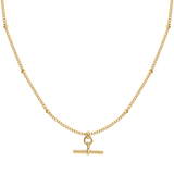 Gold Tone T-Bar Satellite Chain Necklace