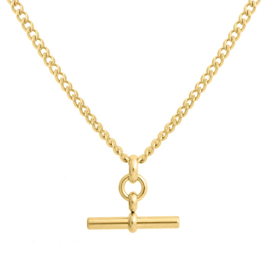 Gold-Tone T-Bar Skinny Curb Chain Necklace