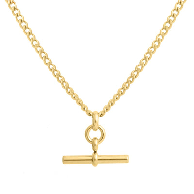 Gold-Tone T-Bar Skinny Curb Chain Necklace