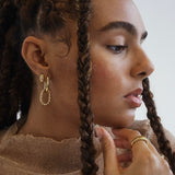 Gold Tone Twisted Croissant C-Hoop Stud Earrings