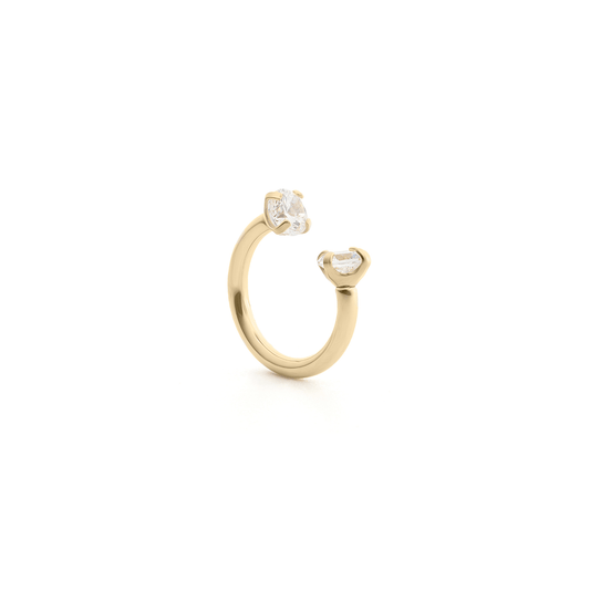 Gold Tone U Hoop Single Earring with CZ Accents