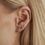 Gold Tone U Hoop Single Earring with CZ Accents