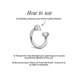 Gold Tone U Hoop Single Earring with CZ Accents