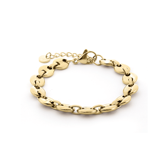 Gold Tone Coffee Bean Link Bracelet