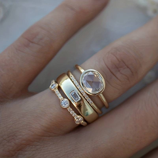 4-Piece Cubic Zirconia Ring Set