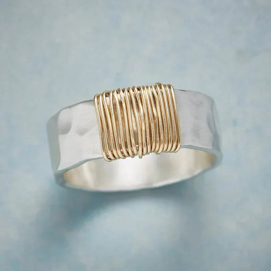 Mixed Metal Wide Band Ring